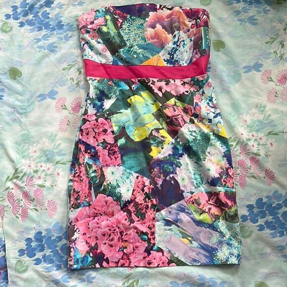 Cynthia Steffe Strapless Floral Dress - Picture 1 of 13